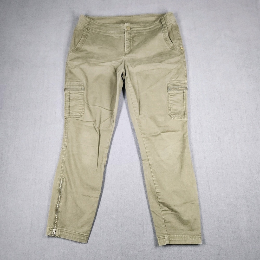 Athleta Pants Womens Size 10 Green Cargo Organic Cotton Zipper Ankle‎